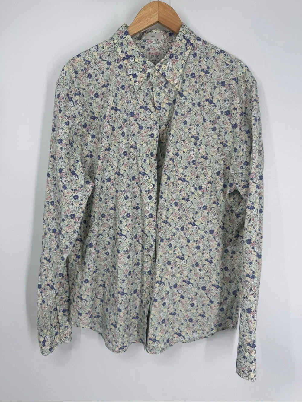 NWT J. Crew Slim Secret Wash Cotton Poplin Shirt Floral 100s 2-ply Yarns Size XL